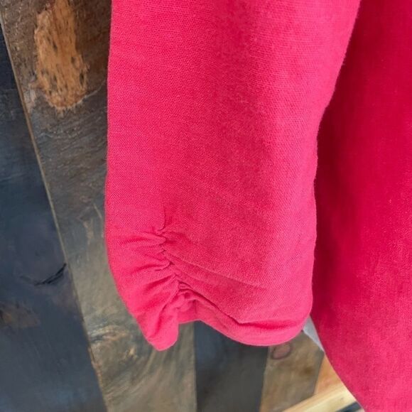 Love Tree fly front linen jacket w/ ruched sleeve - Picture 4 of 5